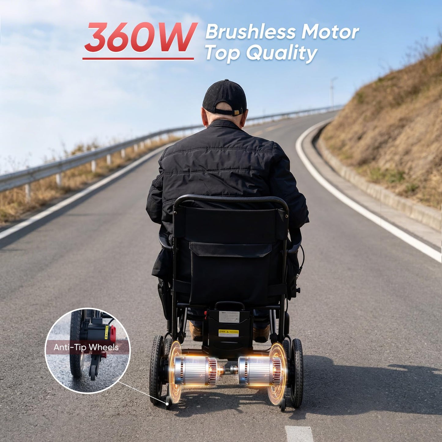 26 lbs Carbon Fiber Electric Wheelchair for Adults, Foldable Powered Wheelchair with Dual Battery & Motor, 22 Miles Range, 300 lbs Capacity, Airline Approved