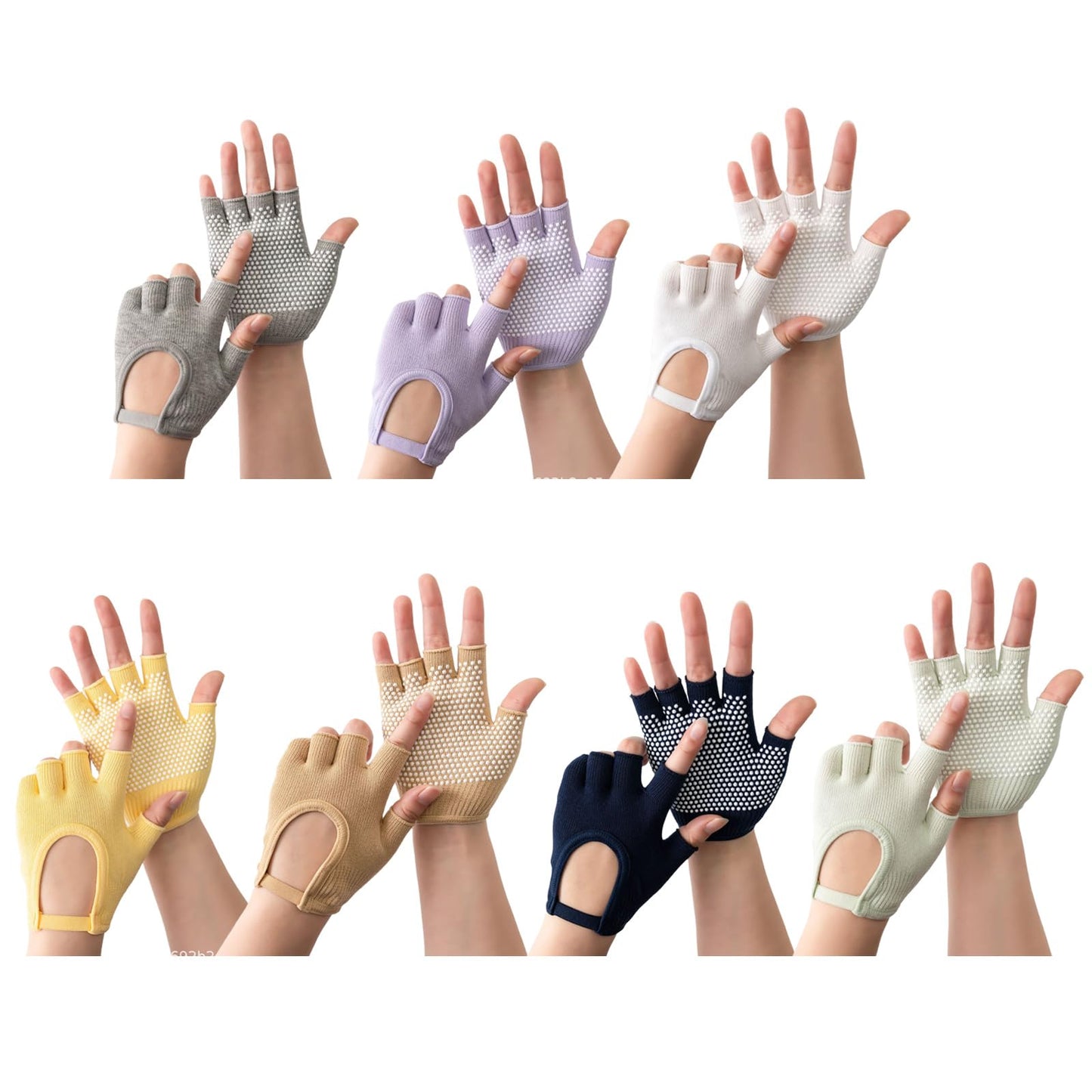 KANGQL Gym Gloves, 2Pcs Silicone Antislip Five Finger Workout Glove Weight Training Gloves Gym Gloves Weight Lifting Gloves for Men Women, Beige