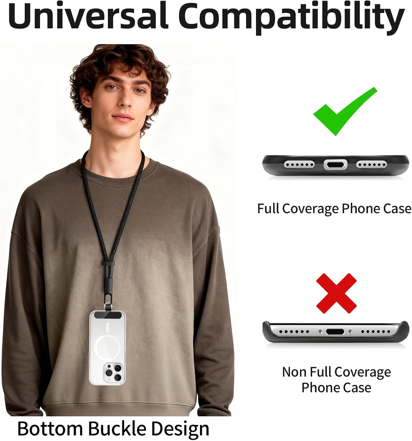 360 3-Piece Set Rotatable Adjustable Phone Lanyard - Wrist/Neck/Crossbody Strap with Tether Tabs, Universal for Phones