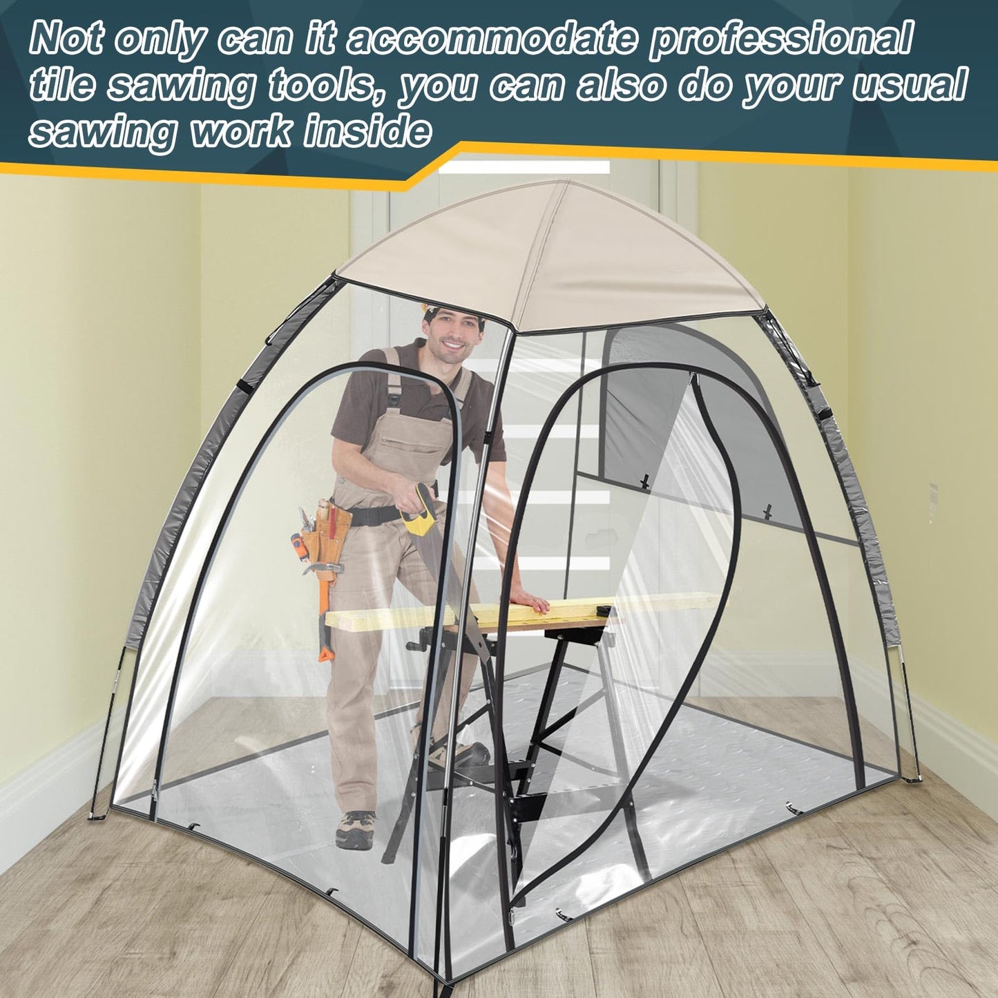 Woanger 1 Set Extra Large Tile Saw Shack 70. 8 x 51. 2 x 63 Inches Wet Tile Saw, Shack Easy-to-Assemble, Collapsible Storage Tent