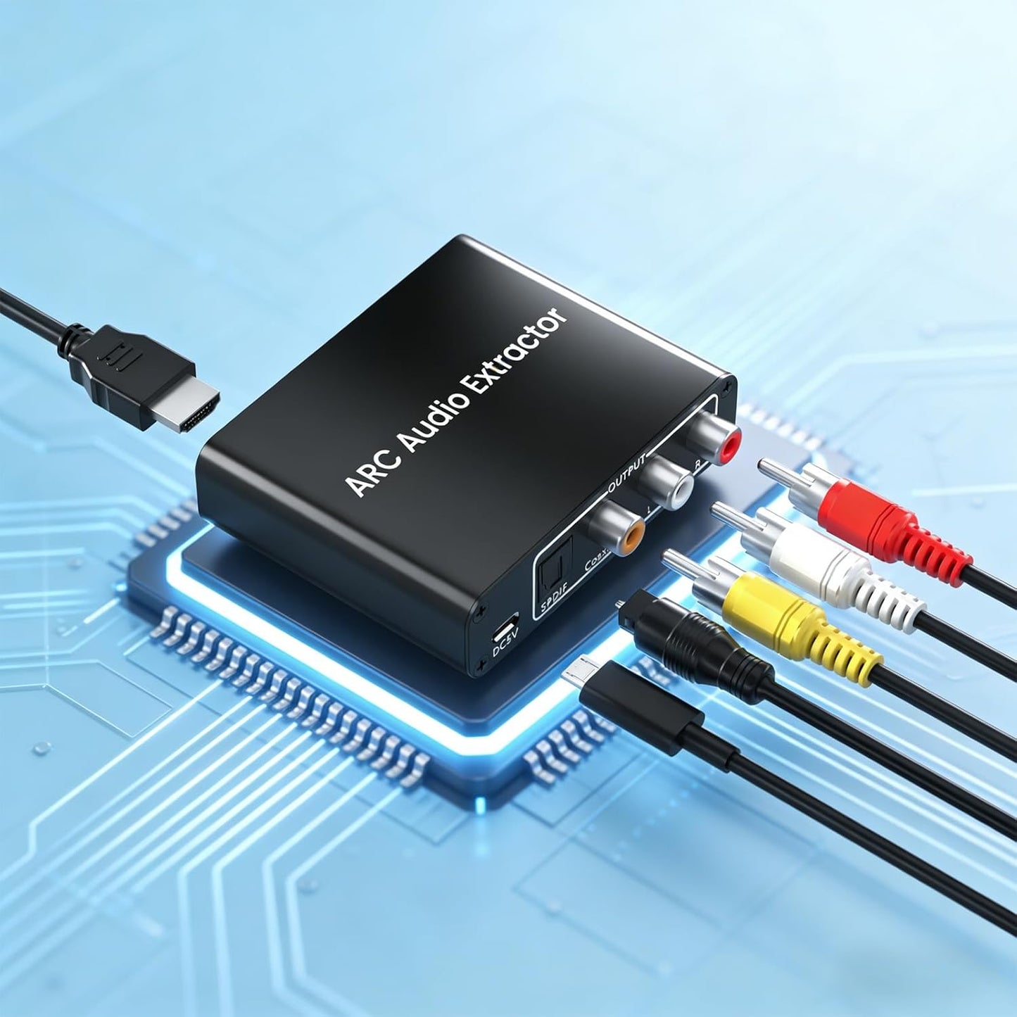 192KHz 3.5mm AMANKA HDMI ARC Audio Extractor with Digital Optical TOSLINK SPDIF Coaxial, HDMI ARC to RCA Audio