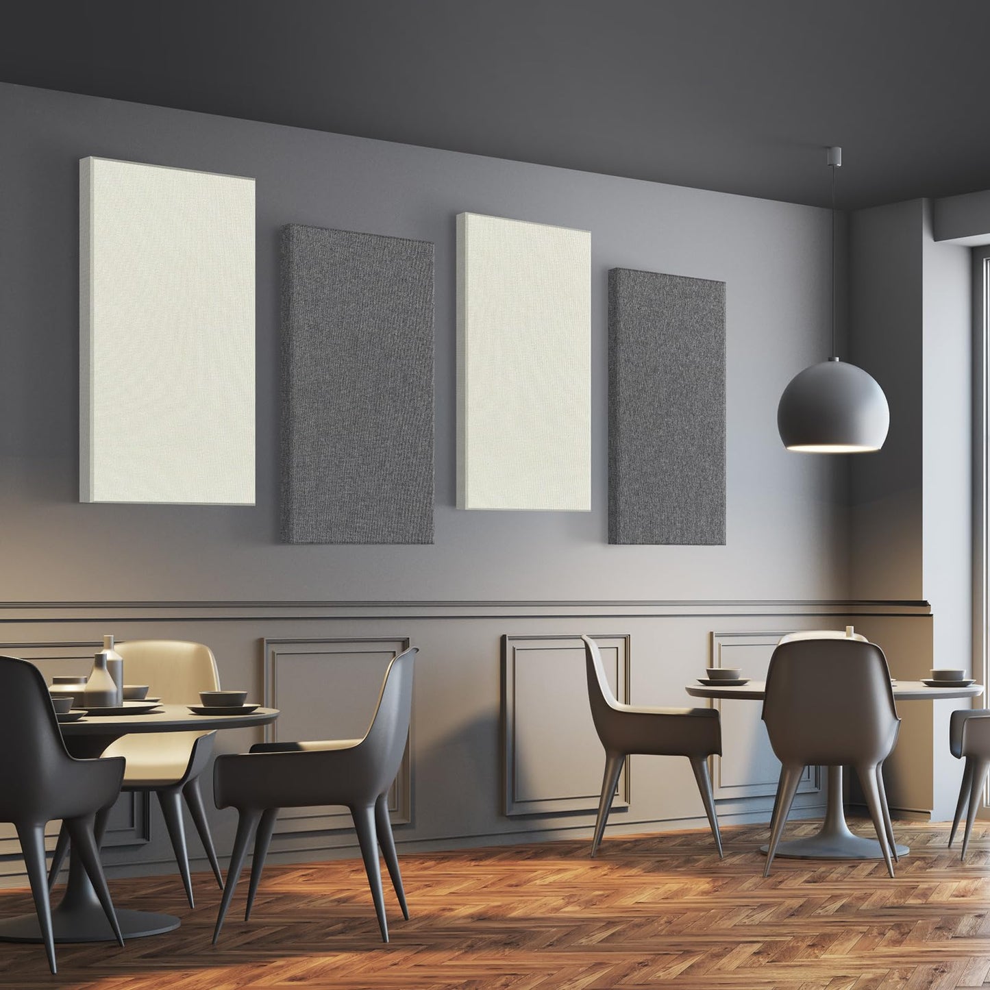 UMIACOUSTICS 2 PCS Acoustic Panel, 47.2" x 23.6" Fiberglass Sound Proof Wall Panels, Sound Absorbing Panels for Studios, Office, Home Theater. Charcoal Grey