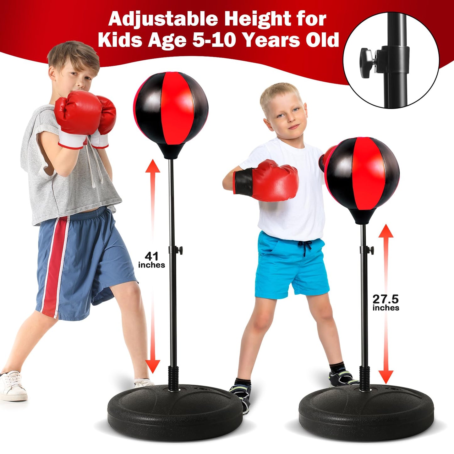 Punching Bag for Kids 8-12 Years, 2Pack Kids Boxing Gloves for 3-8, Kids Punching Bag with Height Adjustable Stand for 5-7, Outdoor Boy Toys, Birthday Gifts for 5 6 7 8 10 12 Years Old Boys