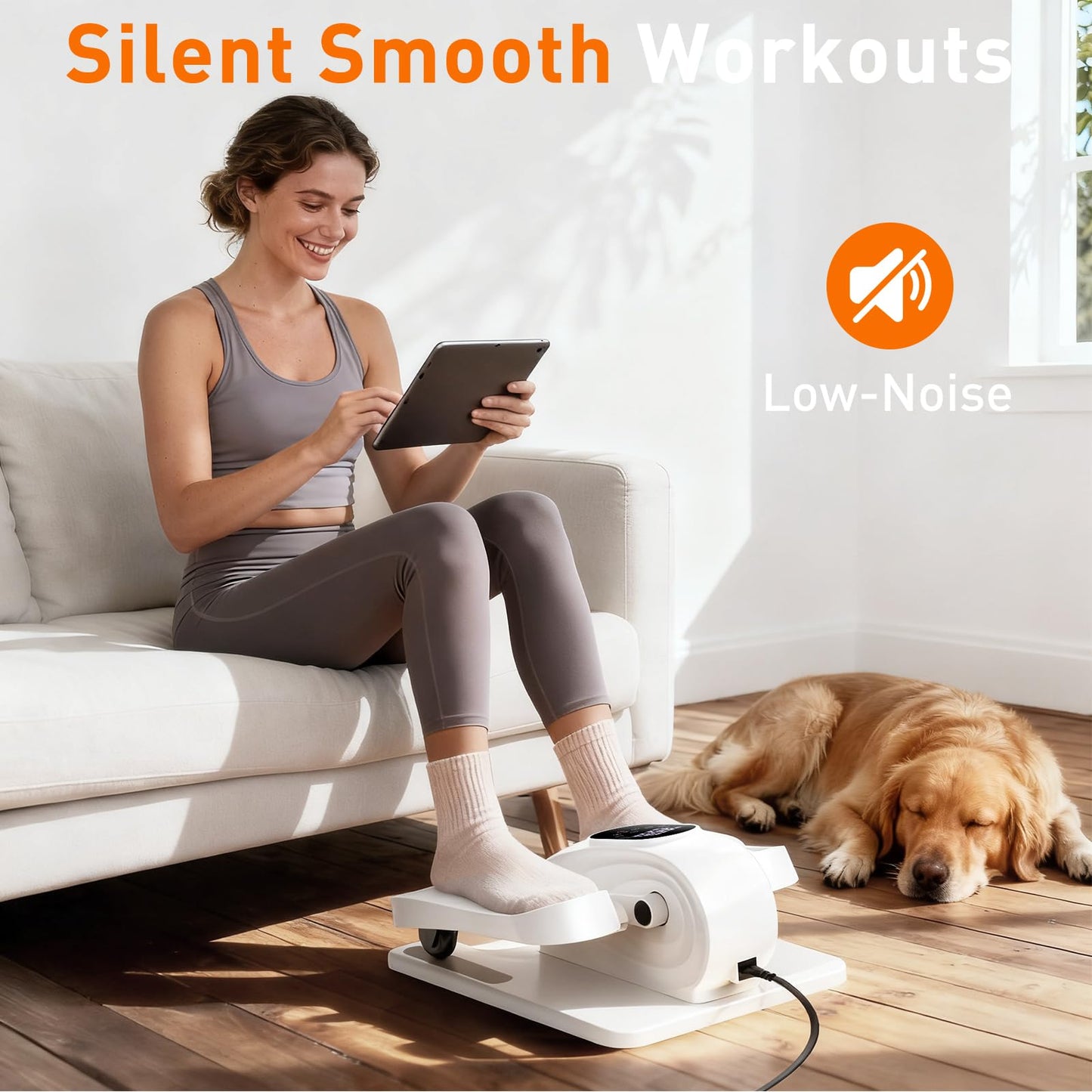 DamKee Under Desk Elliptical Exercise Machine, Electric Ellipse Leg Exerciser as Seen on TV, 15 Speeds Foot Exerciser While Sitting for Seniors, Portable Seated Pedal Exerciser for Home Office, Gifts