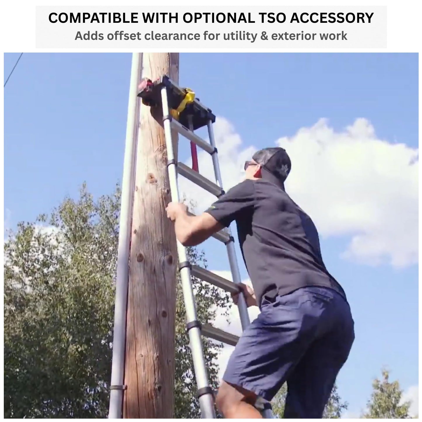 Telesteps 1800EP Pro Series Wide Step Telescoping Extension Ladder – 14.5 ft Height, 18 ft Reach | Type 1A 300 lb Rated