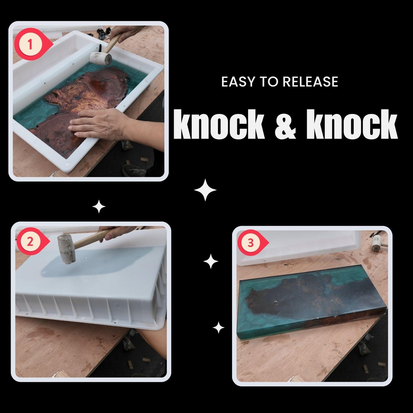 Kalinta Epoxy Mold with Divider Adjustable- 47x19.5x3in No-Seal Resin Plastic Mold Integrated Clamping System - Perfect for Beginners & Experienced Artists - Ideal for Creative Resin Art Projects