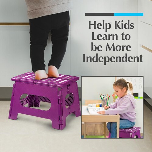 Handy Laundry Step Stool - Lightweight & Sturdy for Adults, Safe for Kids - Easy One Flip Open - Purple | 2-Pack