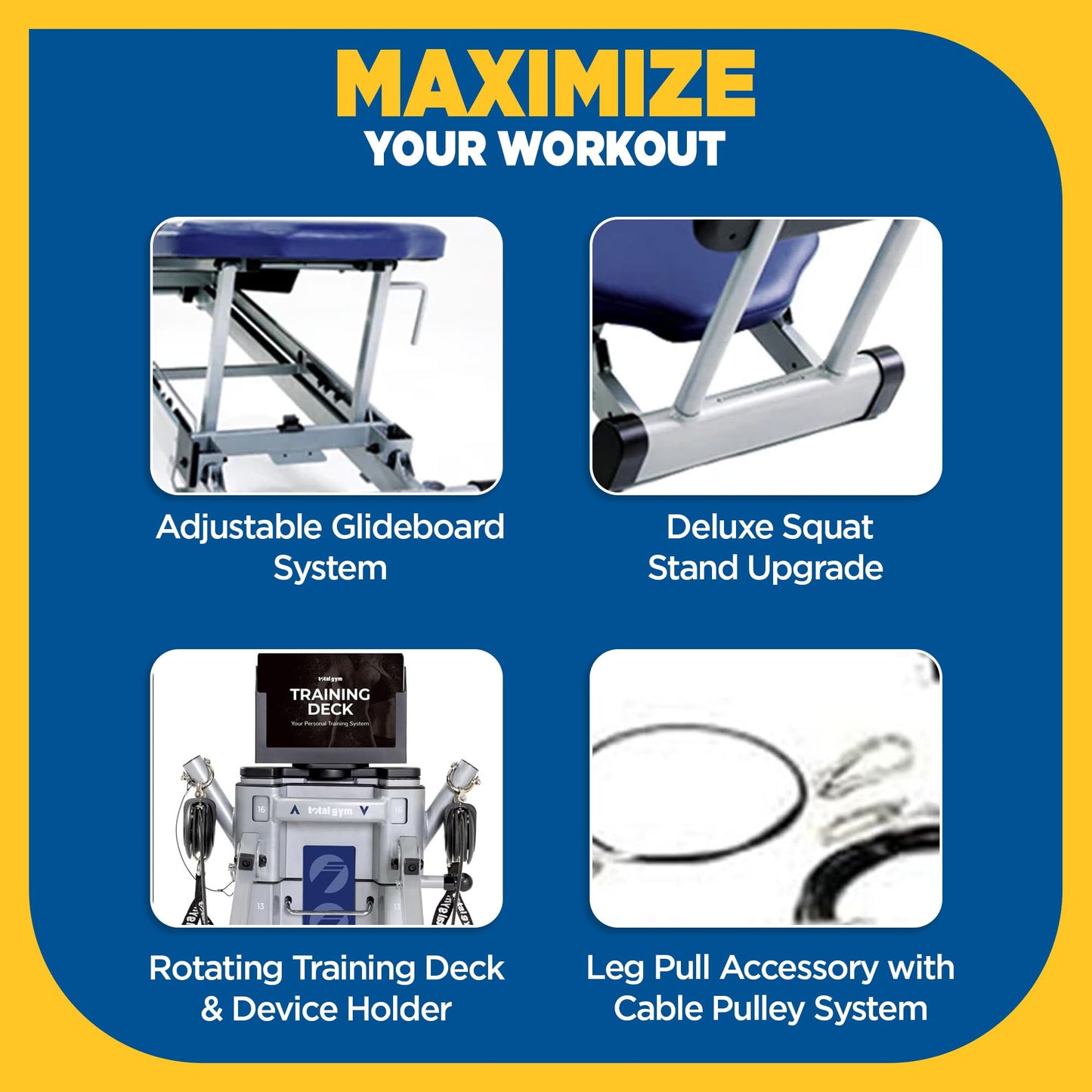 Total Gym Evolve, Incline Bodyweight Training Home Exercise Machine w/ Adjustable Glideboard, 16 Levels of Resistance, & Deluxe Squat Stand