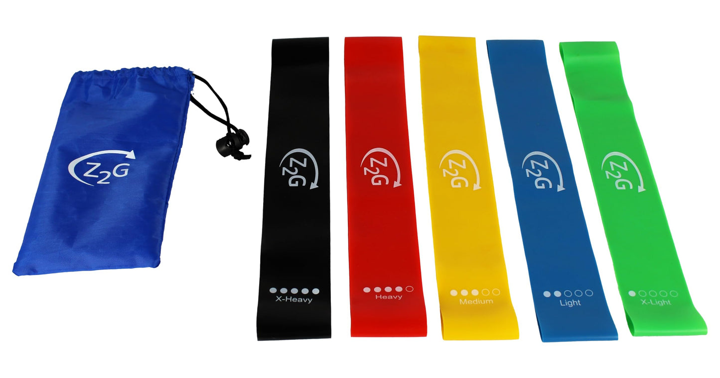Z2G Resistance Bands Set – 5 Loop Exercise Bands with Carry Bag for Strength Training, Physical Therapy, Yoga, Pilates, Stretching, and Rehab – Durable, Skin-Friendly Fitness Bands for Men & Women