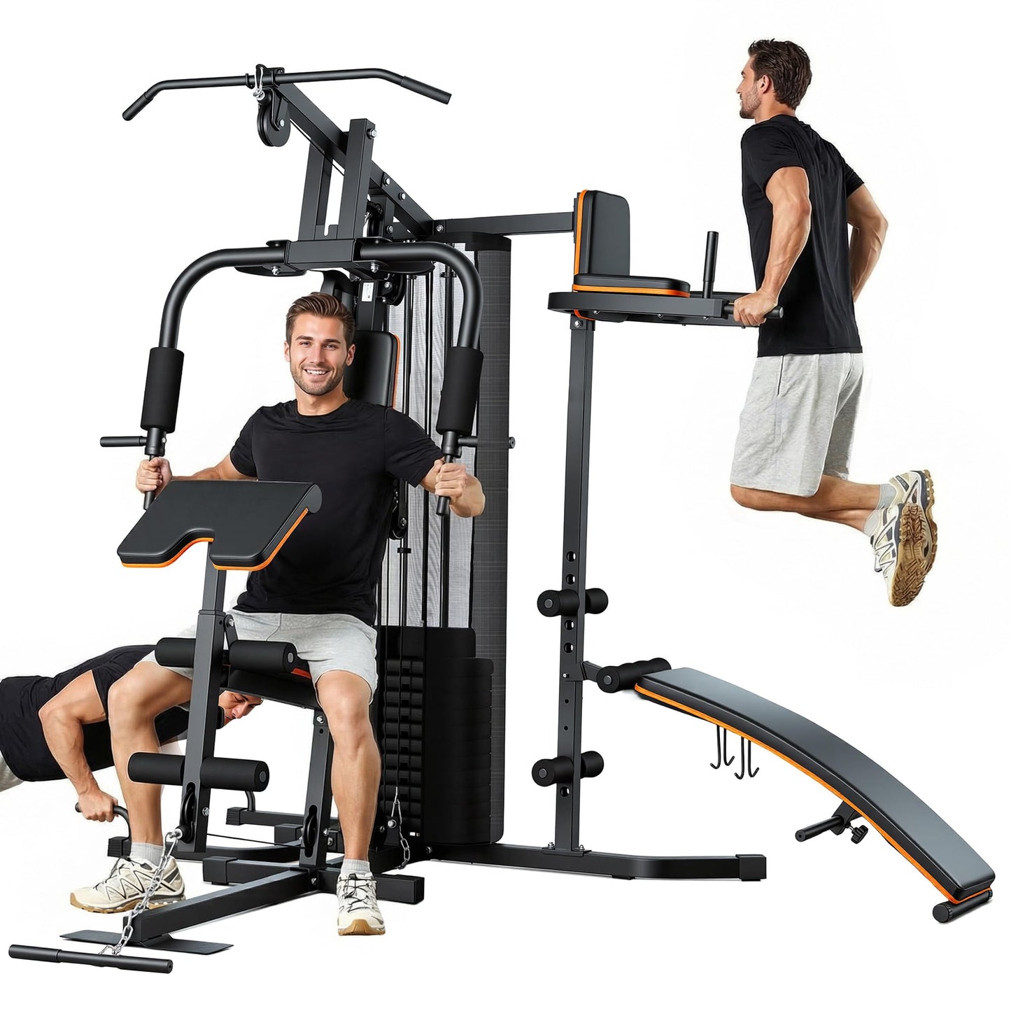 Home Gym with 118 LBS Weight Stack, Multifunctional Workout Station, All-in-One Exercise Equipment for Full Body Strength Training