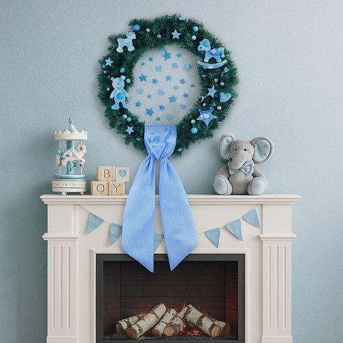 Blue Striped Wreath Ribbon Set by [Brand Name] - 2 Pack, 5.12" Wide x 54.33" Each | Perfect for Baby Boy Shower Decorations