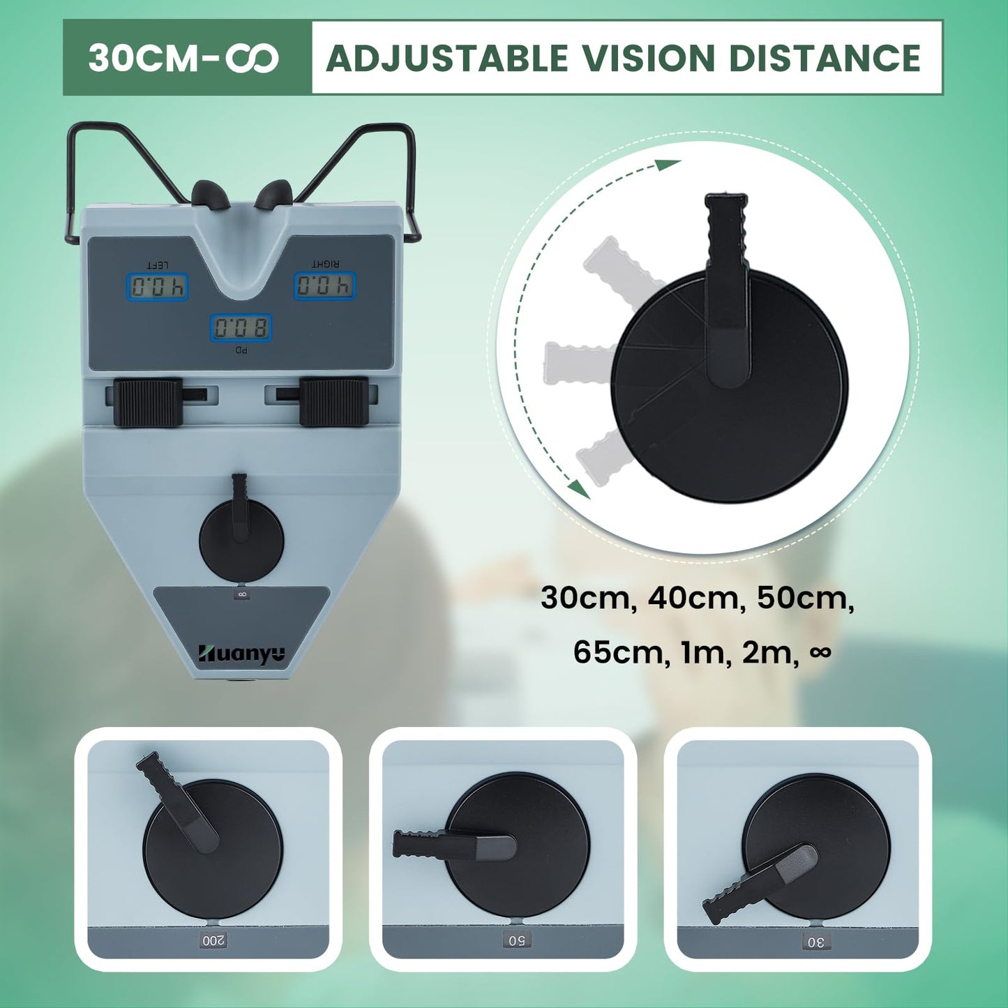 Huanyu Digital Pupilometer Optical PD Meter Pupil Distance Meter Measuring Tool (LY-9C) and Huanyu Frame Warmer 167-323℉ Eyeglass Frame Heater 500W Bundle