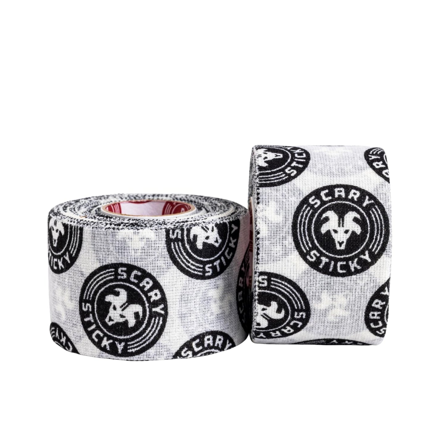 Scary Sticky Premium Athletic Tape, Ultra-Sticky Thumb, Finger & Wrist Tape for Weightlifting, Hook Grip & Cross Workout, Cotton, Latex-Free, 10 Yards, White/Black, 2 Rolls
