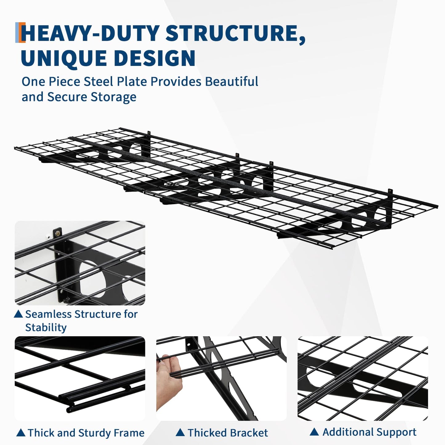 GarveeLife 2 Pack 2x6 ft Garage Storage Shelving Wall Mounted, 24 in-By-72 in 1600 LBS Heavy Duty Storage Shelves, Wall Shelve Garage Storage Rack Floating Shelves Organization for Warehouse, Laundry
