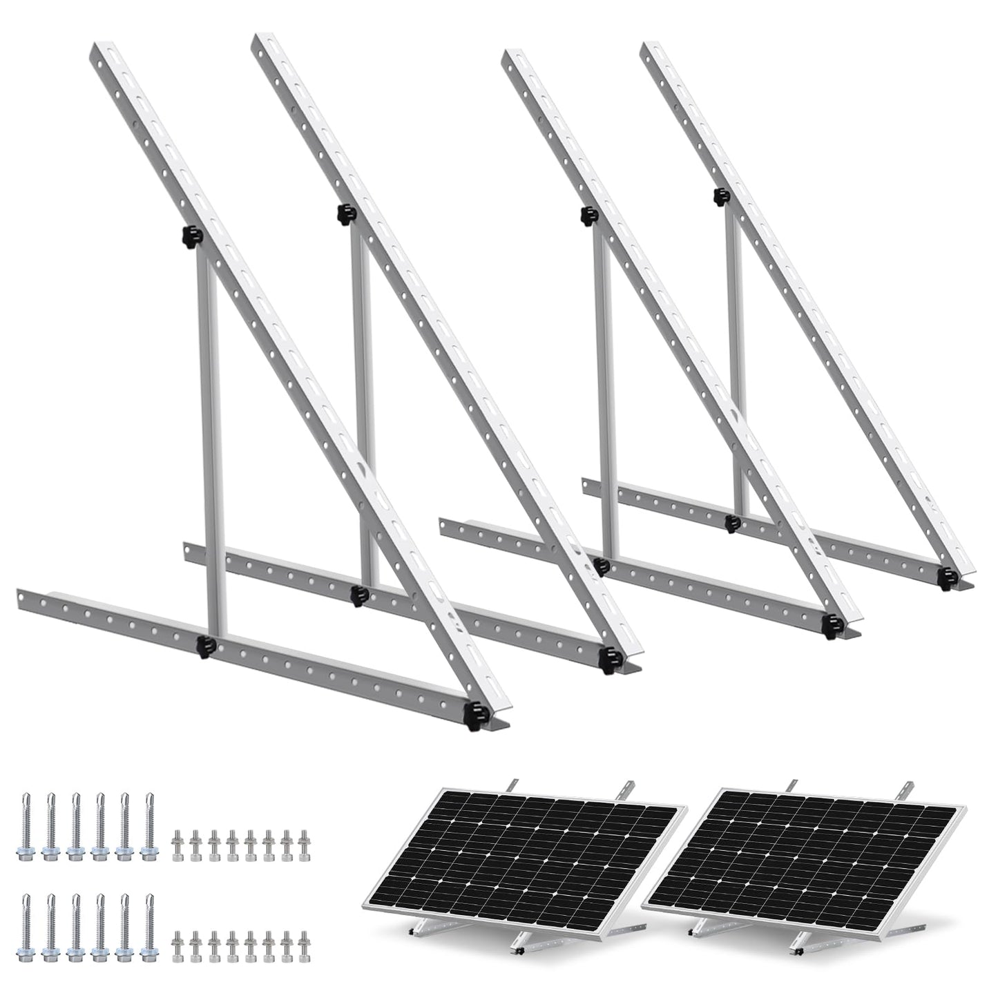 ECO-WORTHY 2 Sets 45inch Solar Panel Mount Brackets Adjustable Tilt Mount Brackets, Suitable for 2-4pcs 100 200 300 400 Watt Solar Panel for Roof, RV, Boat, and Off-Grid