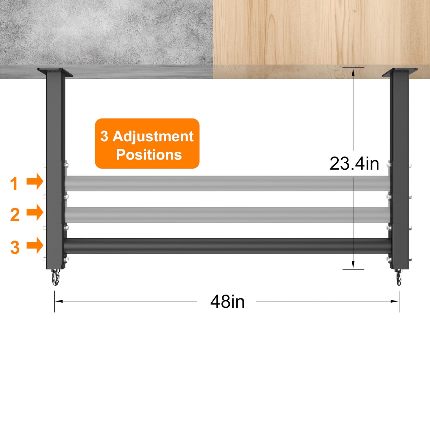 HWOOUSA Ceiling Mounted Pull Up Bar, 3 Adjustable Heavy Duty Pull Up Bars, 16"/24" Rafter Chin Up Bar, Ceiling Joist for Garage/Gym/Basement with Comfortable Grip & Round Anchors, Heavy Duty 700 LBS,Black