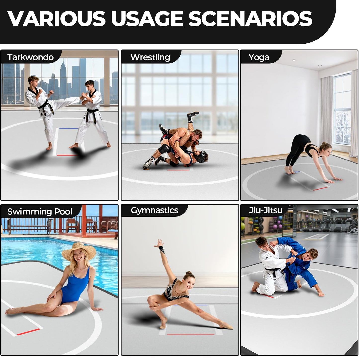 Olenyer Inflatable Wrestling Mat for Home: 10x10FT 4" Thick PVC Jiu Jitsu Mat with Electric Air Pump,Blow Up Wrestling Mat for MMA,Martial Arts,Boxing,Judo