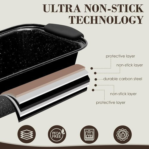 AIVIKI Nonstick Baking Pans Set - 22-Piece Bakeware with Silicone Handles | Versatile Oven Cookware in Black