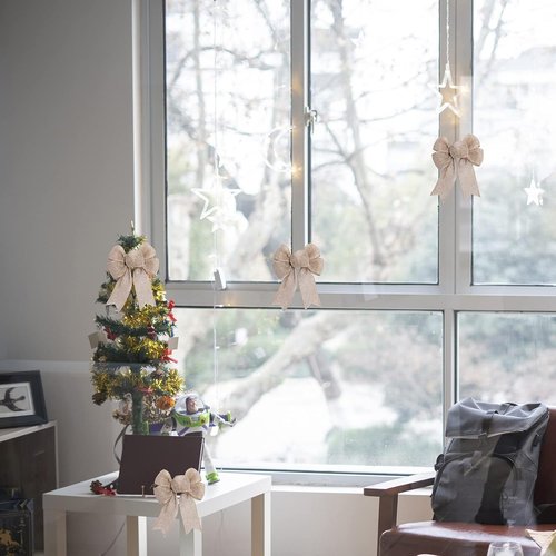 Mini Rustic Jute Bows by [Brand Name] - Burlap Wreaths for Christmas Tree Toppers & Party Decor