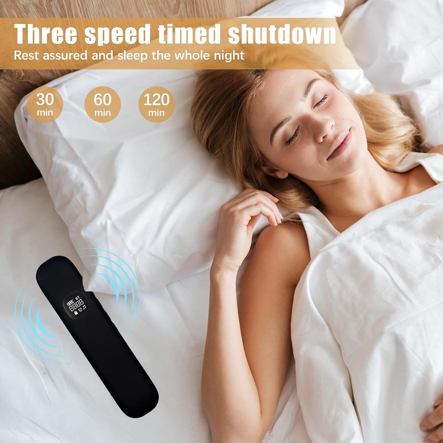 Flylin Bluetooth Pillow Speaker,Bone Conduction Sleeping-Speaker with Timer Function and Stereo Bass,White Noise Under