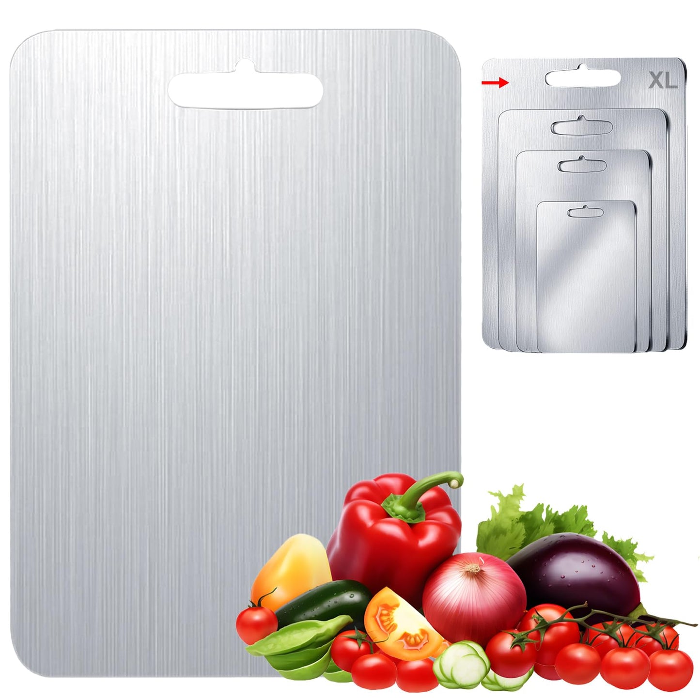 304 Stainless Steel Cutting board, Double Sided Metal Cutting Boards for Kitchen Meat Vegetables & Fruits Chopping Board Dishwasher Safe Easy to Clean(XL-18.11 * 11.81in)
