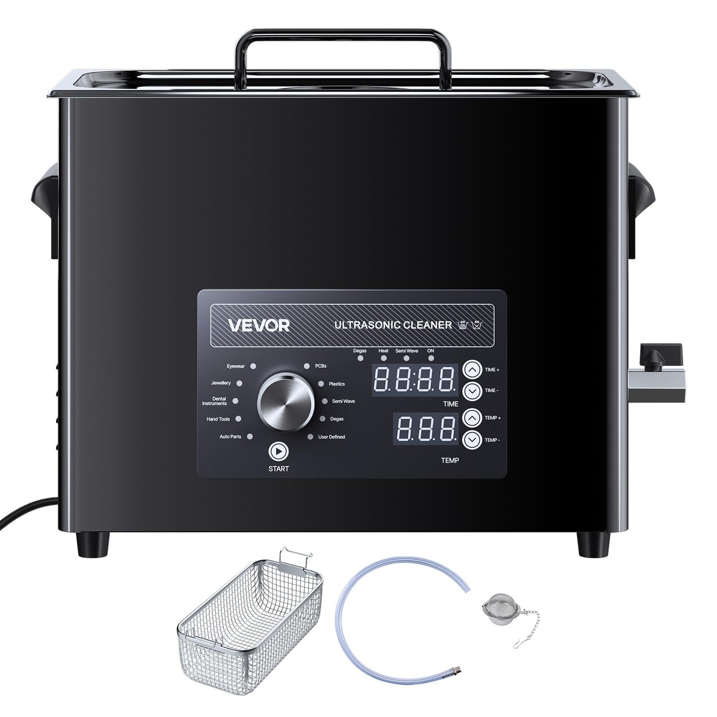 VEVOR 6L Ultrasonic Cleaner, Professional Ultrasonic Cleaner Machine with Knob Control, Stainless Steel Cleaning Machine with Basket and Cleaning Ball, for Watches, Razors, Jewelry, Coins and More