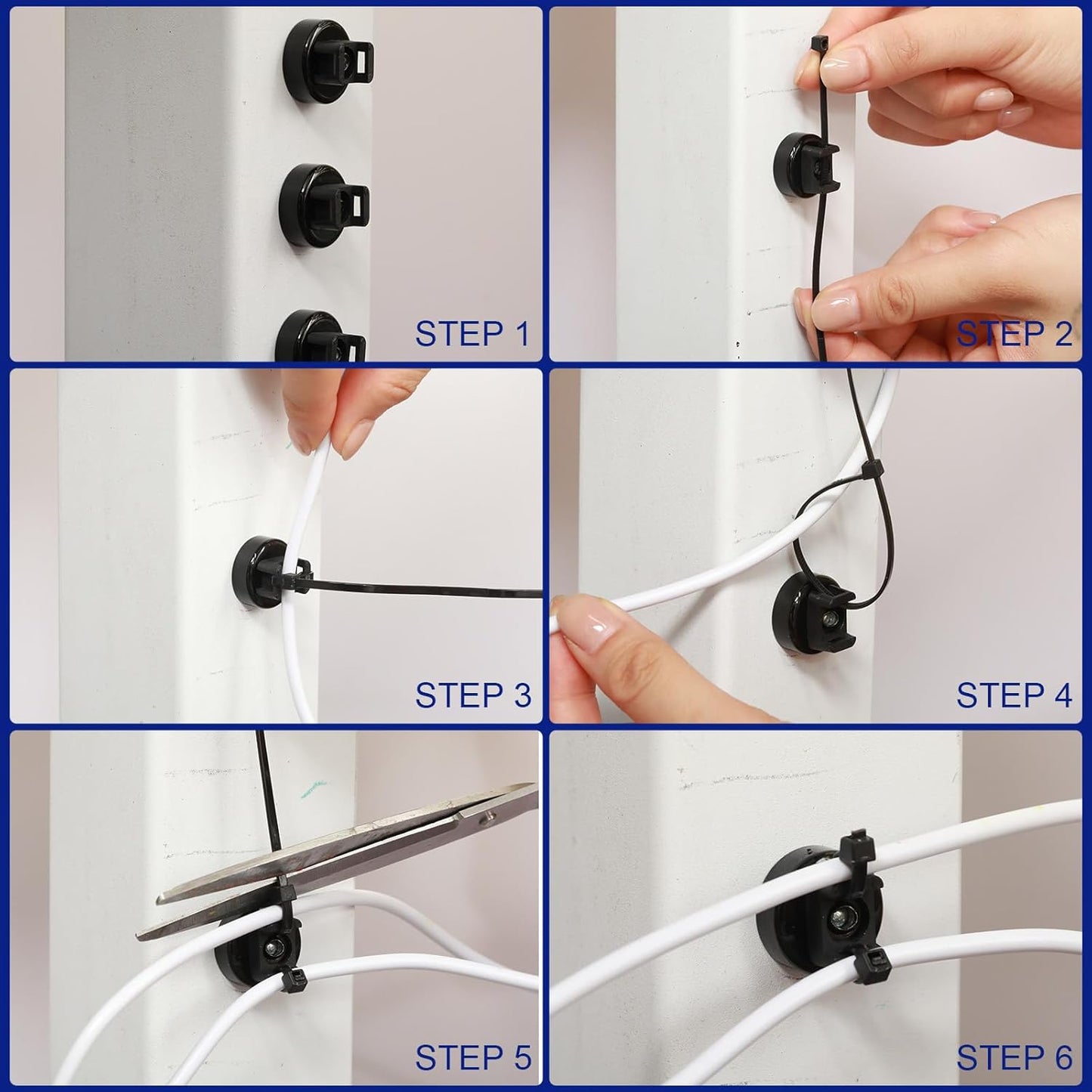 24 100 Yookeer Pcs Magnet Zip Tie Mount Heavy Duty Black Magnetic Cable Clips Multipurpose Wire Cable Holder with Pcs