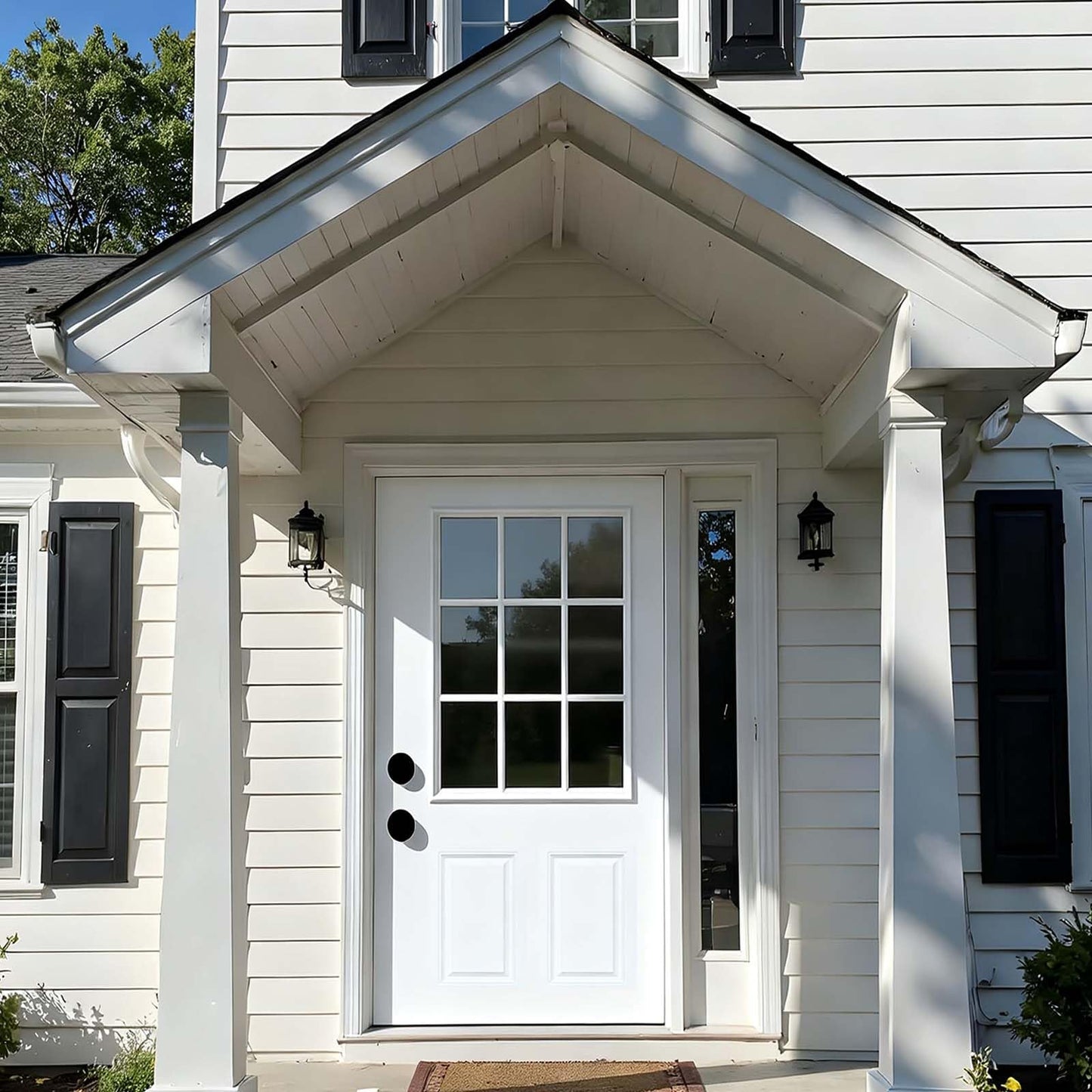 36 X 80 Exterior Door with Glass, Modern Front Door for House Exterior, Entry Doors for Home, Primed Fiberglass, Left Hand Inswing, Wood, French (White, Right Hand Inswing)