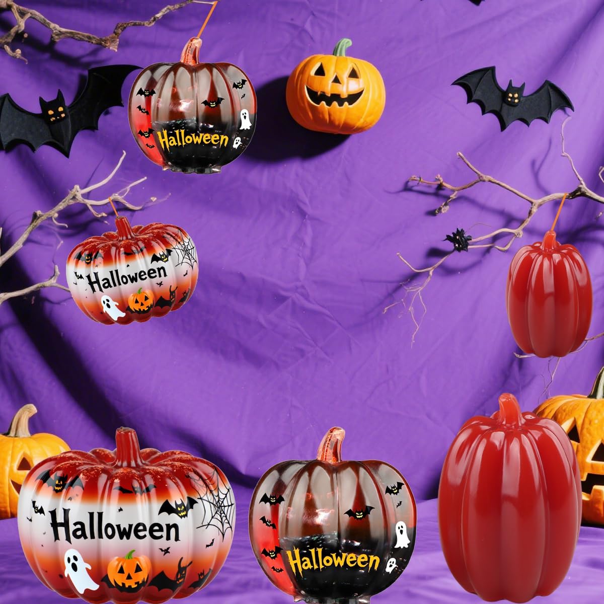 Skiennix 3D Pumpkin Resin Molds - Mini Silicone Molds for Epoxy, Soap & Candle Making | Halloween Decor