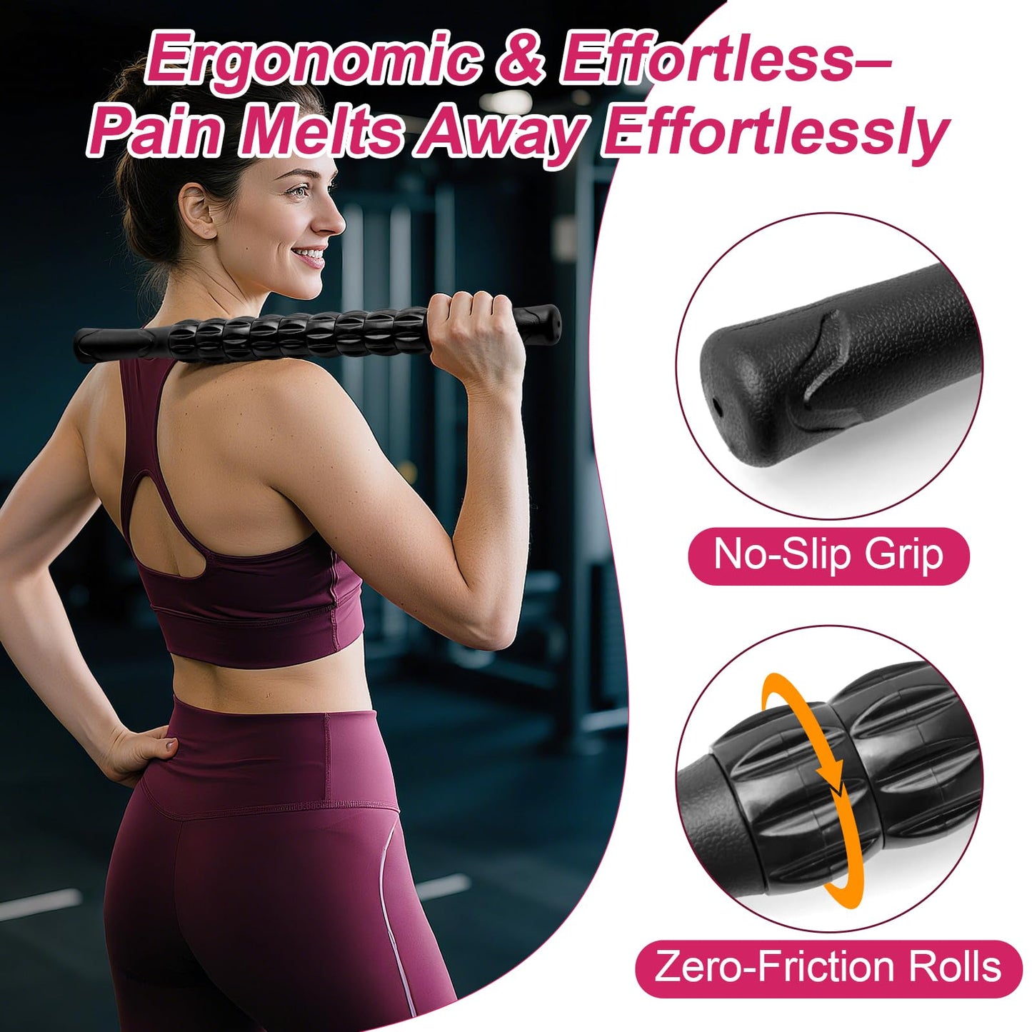 ZanLLW Massage Roller, Muscle Roller Stick, Neck Massager Roller, Therapy Stick for Legs, Calf, Thigh, Lipo Roller for Muscle Relief, Massage Rolling Pin for Trigger Points, Help Sore Muscle Recovery
