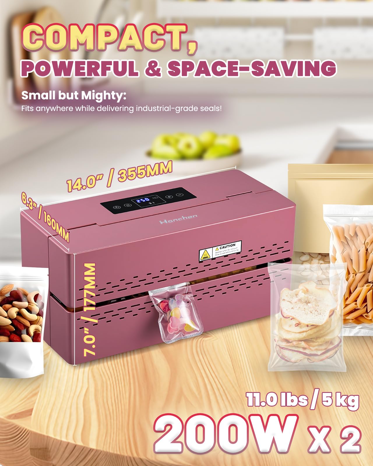 Commercial Heat Sealing Machine, Automatic Continuous Band Sealer | 32-482°F Adjustable with Smart LED Touchscreen | Fast, Quiet & Safe for Home Kitchen, Bakery, Food Storage & Snacks Packaging