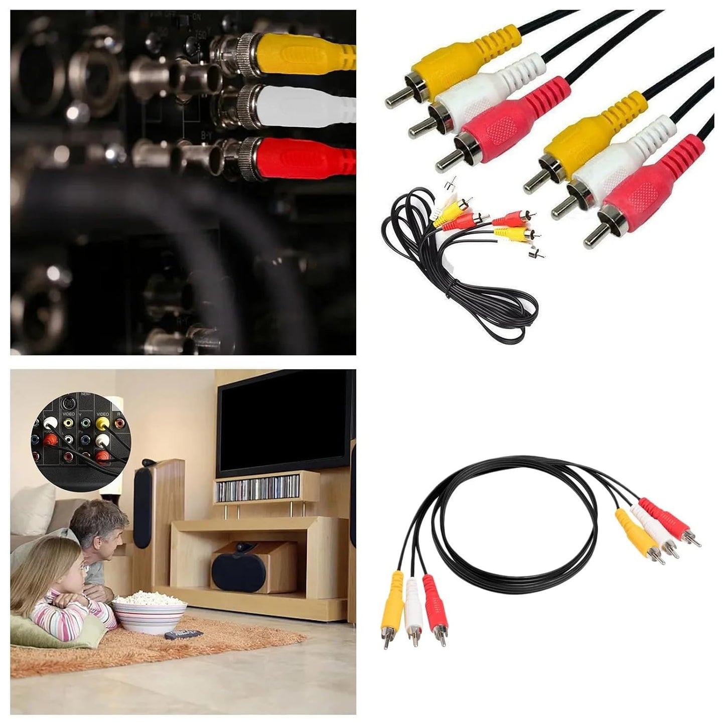 EYEZING 3RCA 24K (5ft-1pcs) RCA Cables, Cable Audio Video Gold Plated Connecting Audio Video Components AV Male to Male