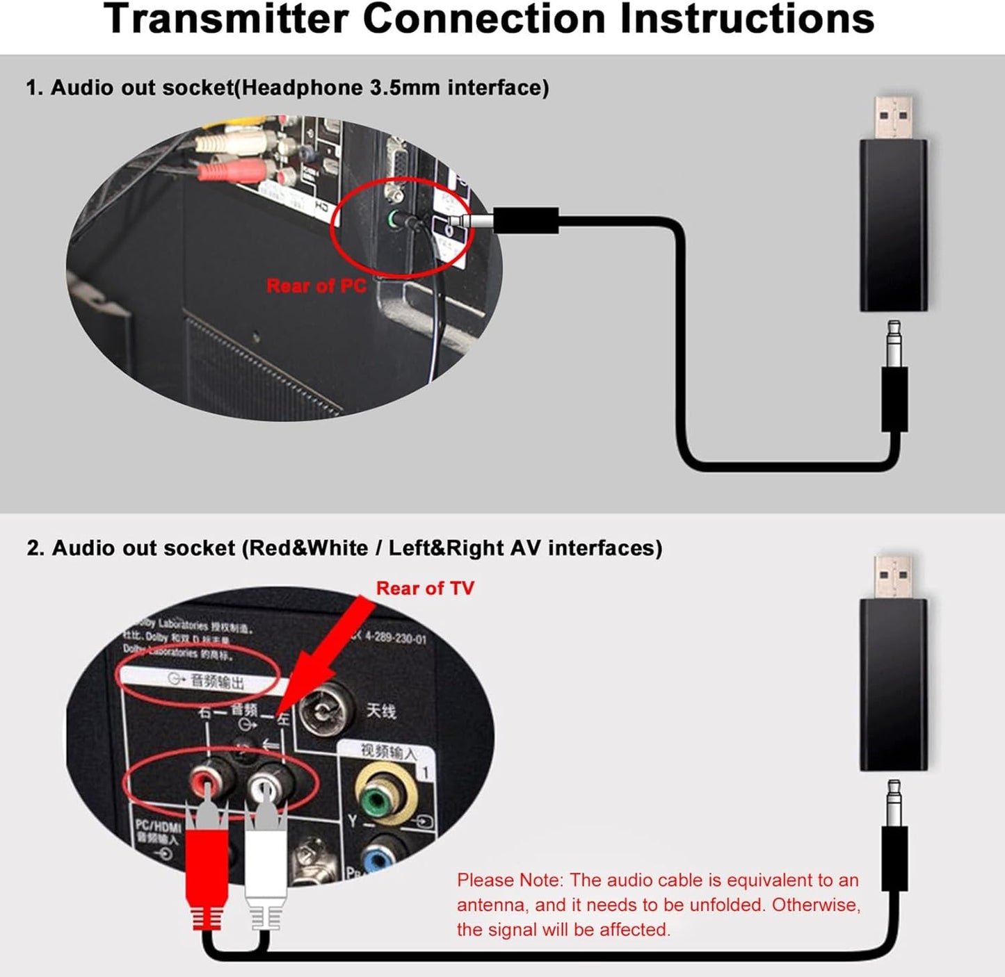 Sunydog 3.5mm Headset MP3 FM Headphones Over-Ear Music Earphones with Transmitter Cable, Wired Support FM Radio for TV