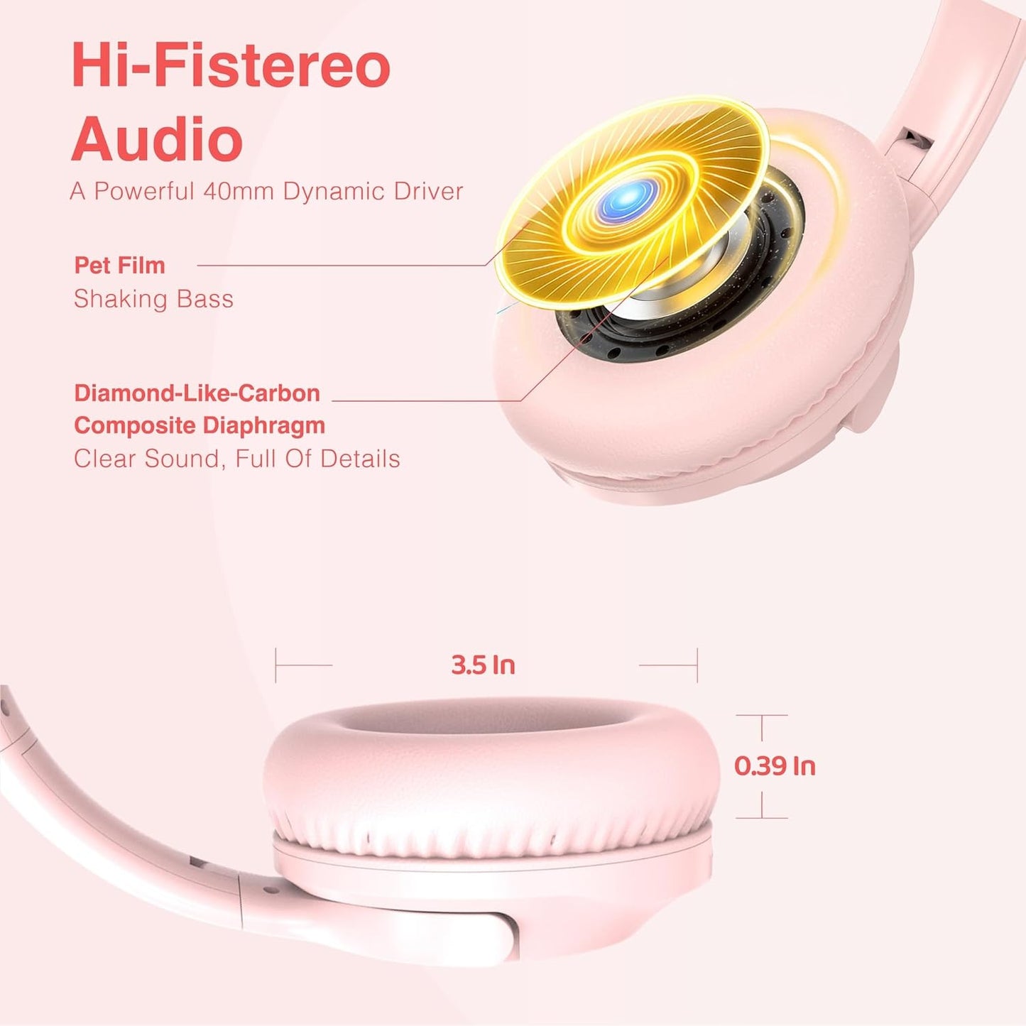 40 inch 3.5mm MIDOLA Over-Ear Wired Headphones Decent Sound (Acceptable) with Built-in Microphone, Lightweight
