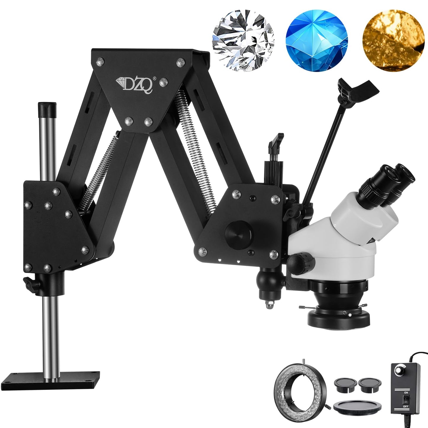 ZQ-1 Jewelry Microscope with 3in Ball Vise (White)