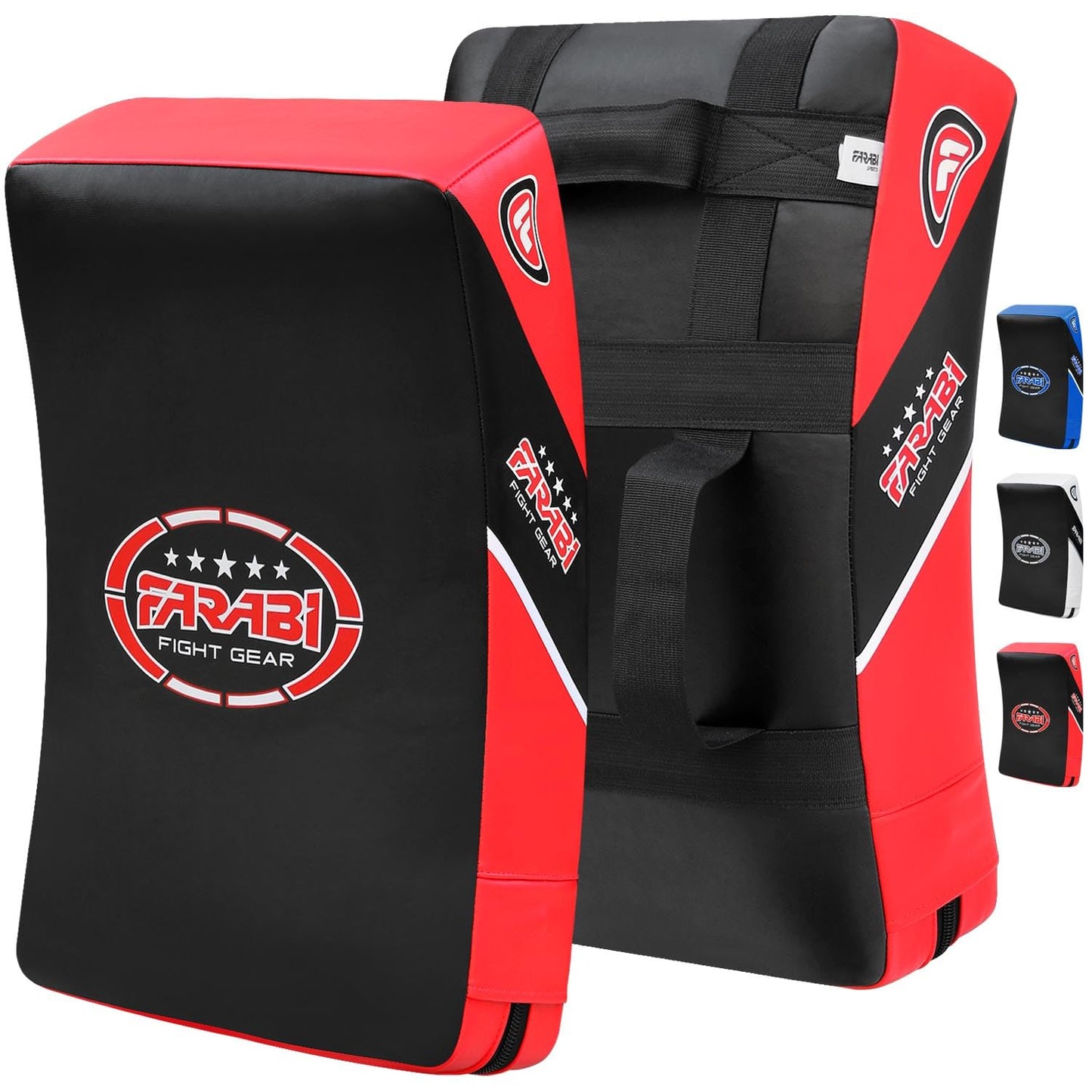 Farabi Quad Boxing MMA Muay Thai Martial Arts Hook & Jab Punch Kick Pads MMA Target Focus Punching Mitts Thai Strike Training Kick Shield Kicking Target mitt Kick Strike pad (Red Black)