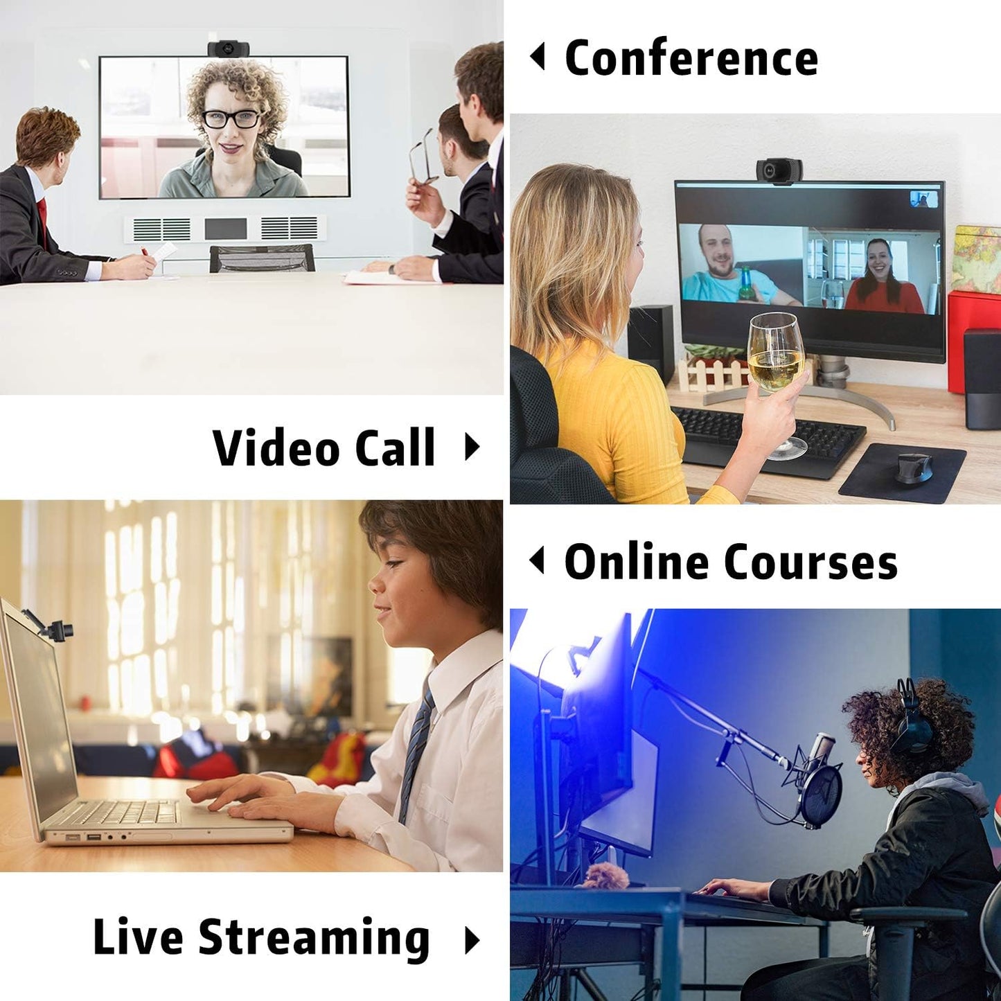 Septekon 1080P HD Webcam with Microphone, Streaming Computer Web Camera for Laptop/Desktop/Mac/TV, USB PC Cam for Video