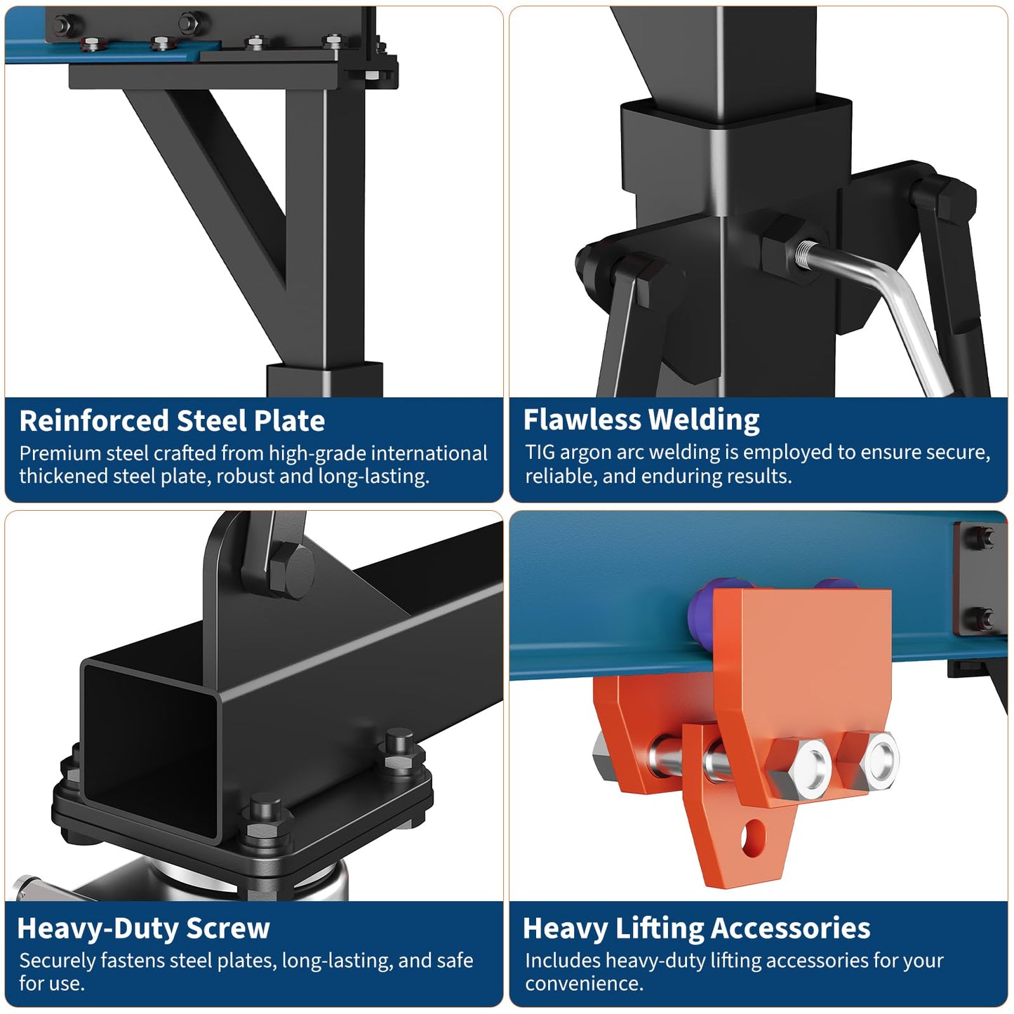 2 Ton Gantry Crane, 4400 LBS Adjustable Gantry Crane with 8-12 ft Height, Shop Lift Hoist with Manual Trolley, Hook & Shackles for Warehouse, Factory