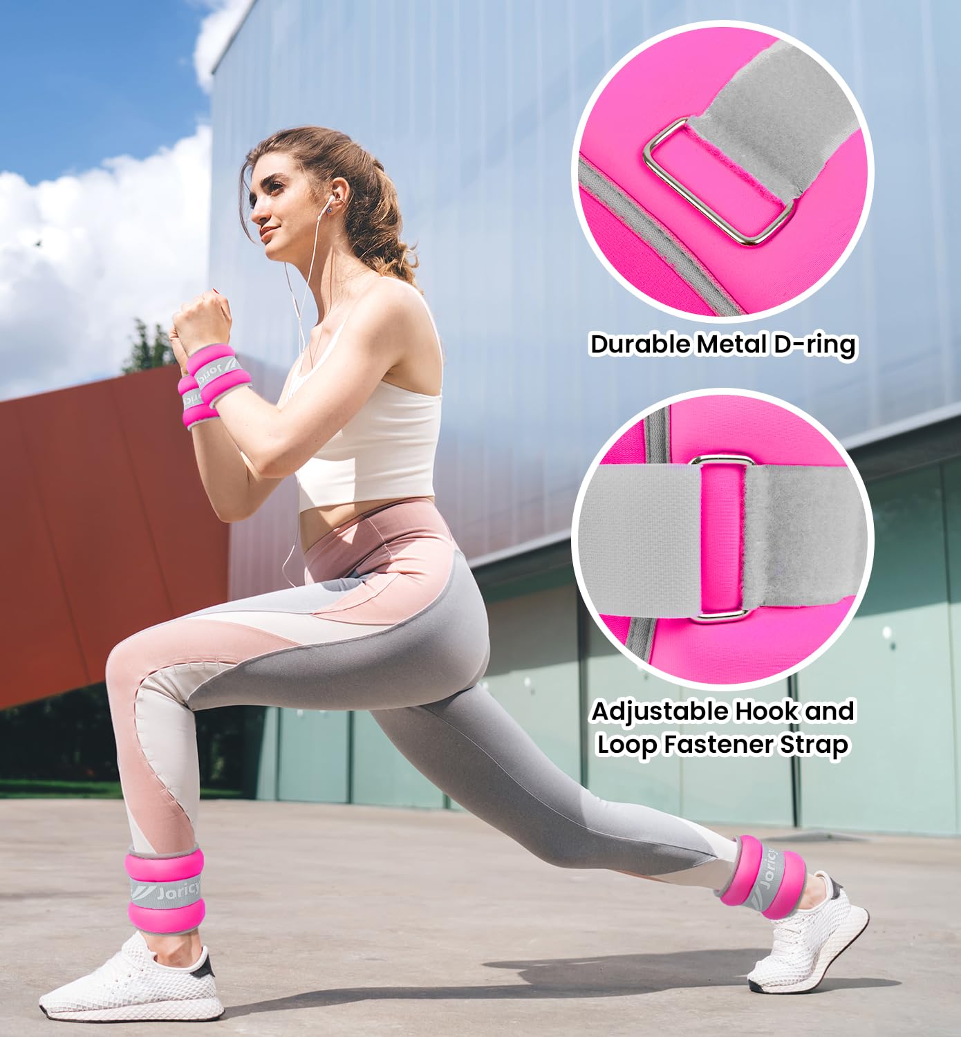 Ankle Weights, Wrist Leg Arm Weights for Women Men Kids Child with Adjustable Straps,A Pair of 4LBS(2LB Each Weight) Strength Training Weighted for Jogging, Running, Walking, Fitness, Rose Red