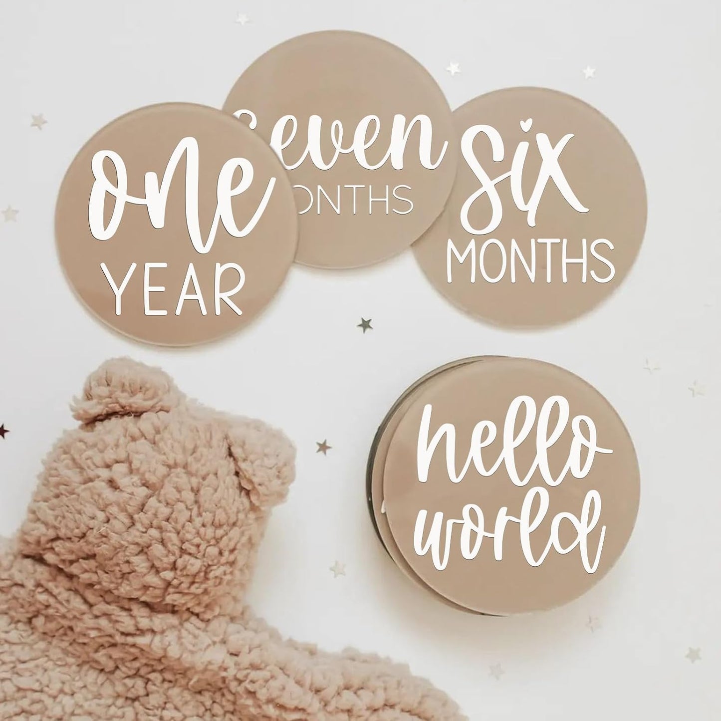 13 Acrylic Baby Milestone Discs for Photos - PCS Clear Monthly Cards, Photo Prop, Newborn Birth Announcement Sign