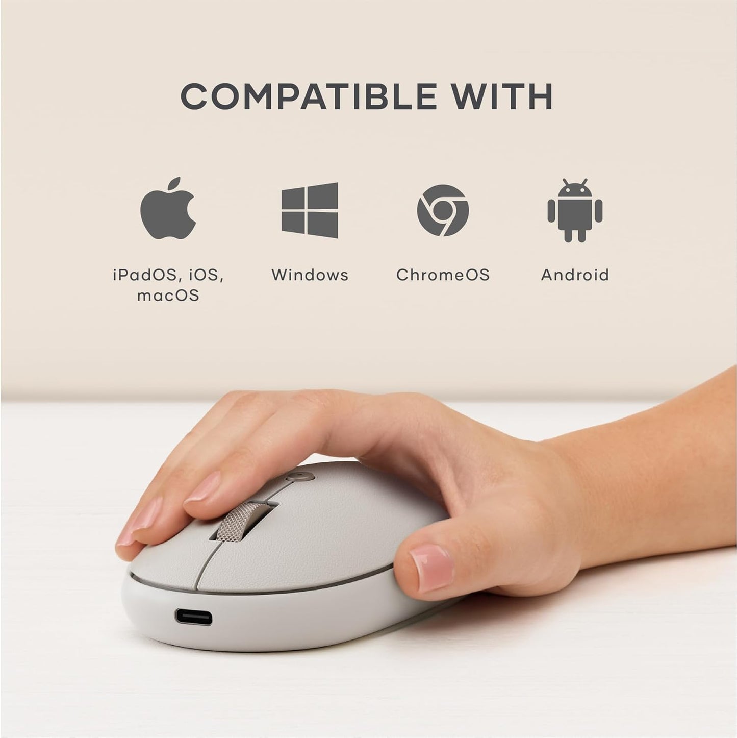 Satechi 3 OntheGo Bluetooth Mouse with USB C Rechargeable Battery, Connect up Devices, Compact and Portable Wireless