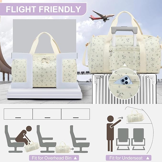 Duffle Bag for Gym Sports Women Girls Workout Travel Bag Weekender with Shoe Compartment and Wet Pocket