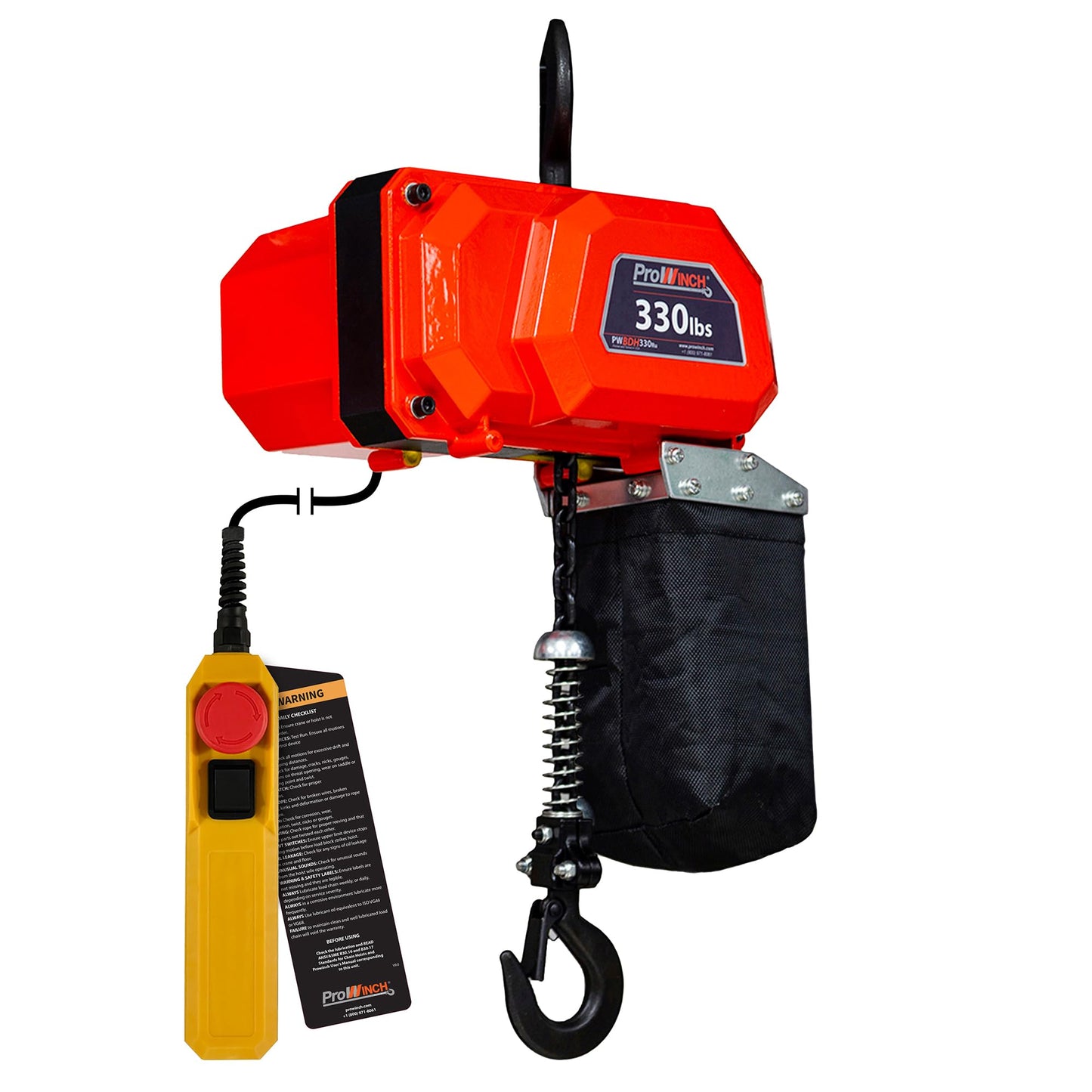 Prowinch Electric Chain Hoist 110V 330lb Lifting Capacity, Single Speed Mini Hoist Lift, 10ft G80 Chain with Wired Remote Control