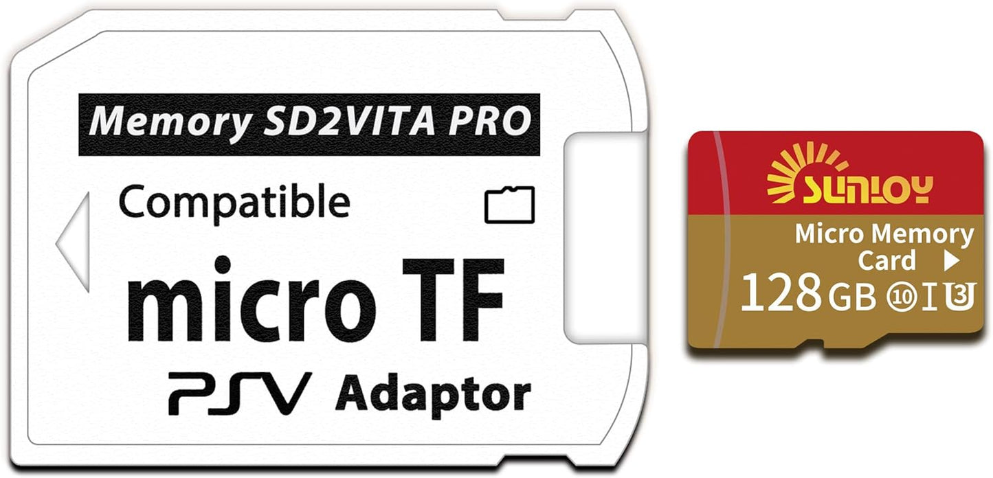 Sunloy SD2Vita 6.0 128GB 1000/2000 3.60 PS Vita Memory Card Adapter with Micro SD Card, High Speed microSDXC UHS-I