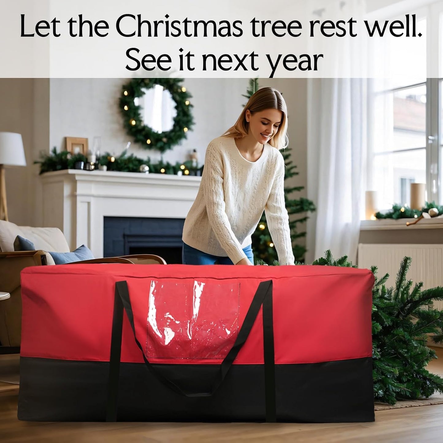 Regine Switzerland Christmas Tree Storage Bag - Heavy Duty 600D Oxford for 10 Ft Trees | Dampproof with Reinforced Handles & Dual Zipper