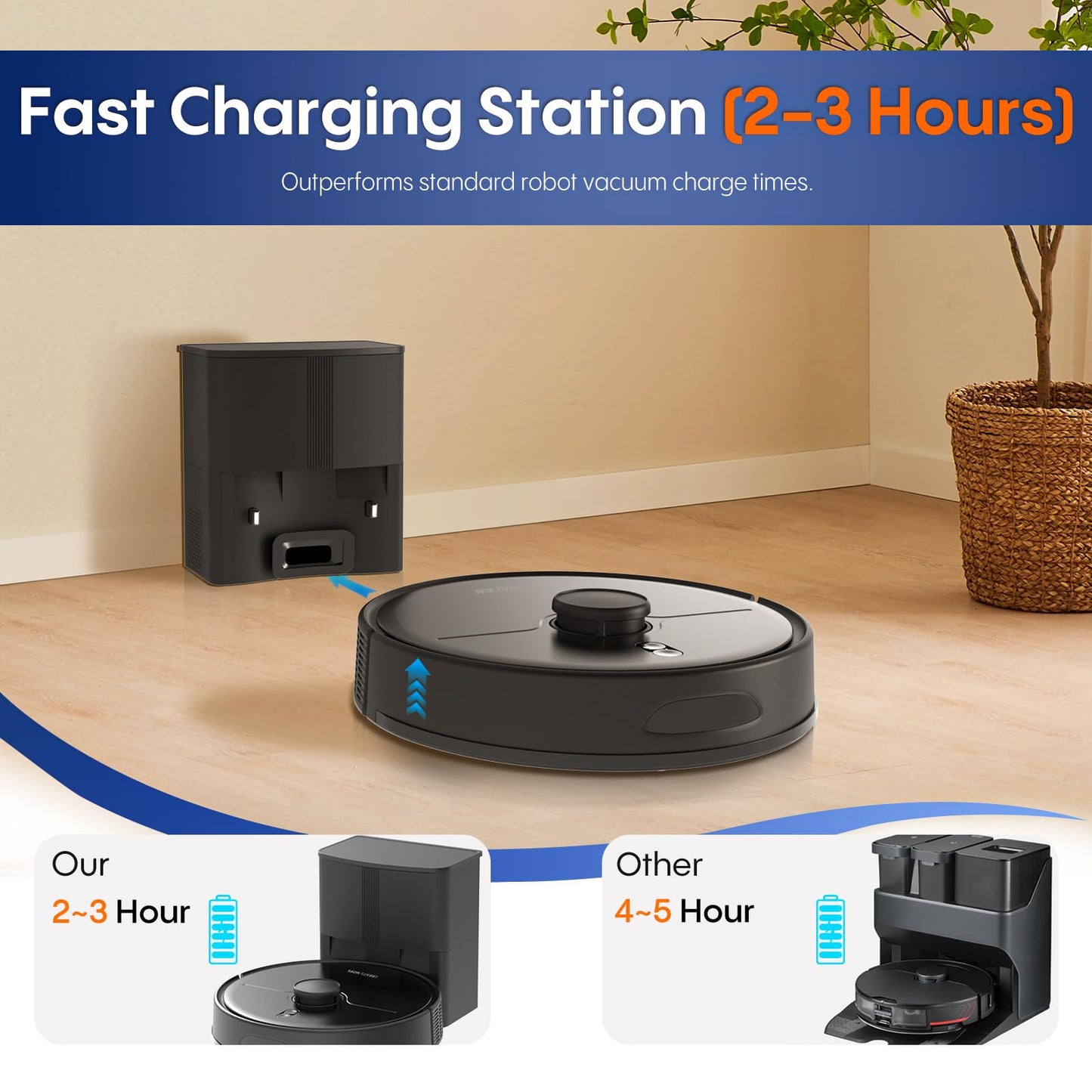 eitton Robot Vacuum and Mop Combo, 5000Pa Powerful Suction, Advanced Smart Mapping, Ideal for Pet Hair, Dust