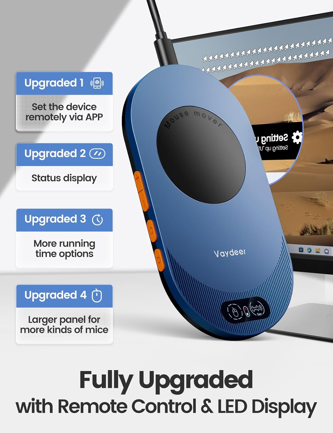 Vaydeer 3 Air Ultra Mouse Mover with APP, Ultra Slim Mouse Jiggler with Timer Function, Undetectable & Noiseless