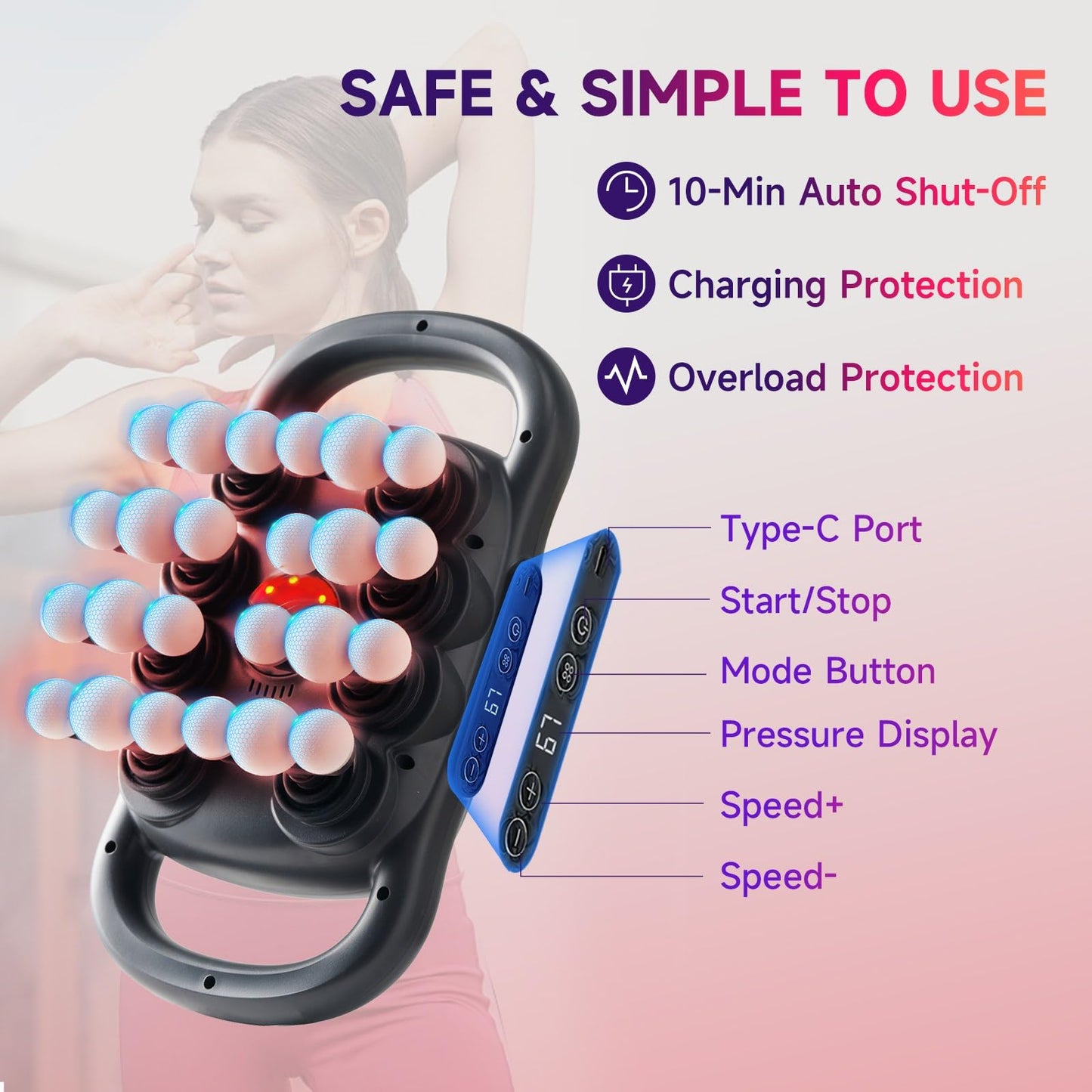 LOVMASSG 24-Heads Massage Gun Set for Full-Body Recovery, Deep Tissue Percussion Muscle Massager with 9 Modes, Quiet High-Power Back Massager for Gym, Office & Home,