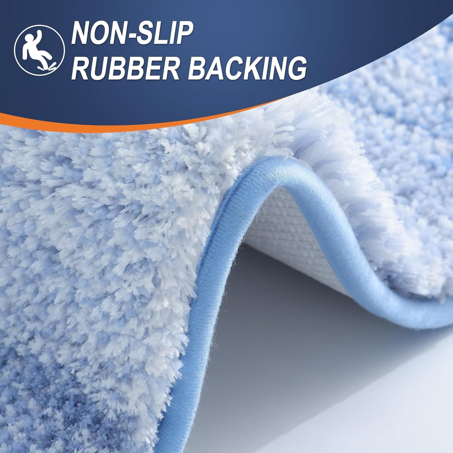 OLANLY Large Bath Rug Mat - Extra Soft Microfiber, Quick-Dry & Washable | 54x24, Light Blue