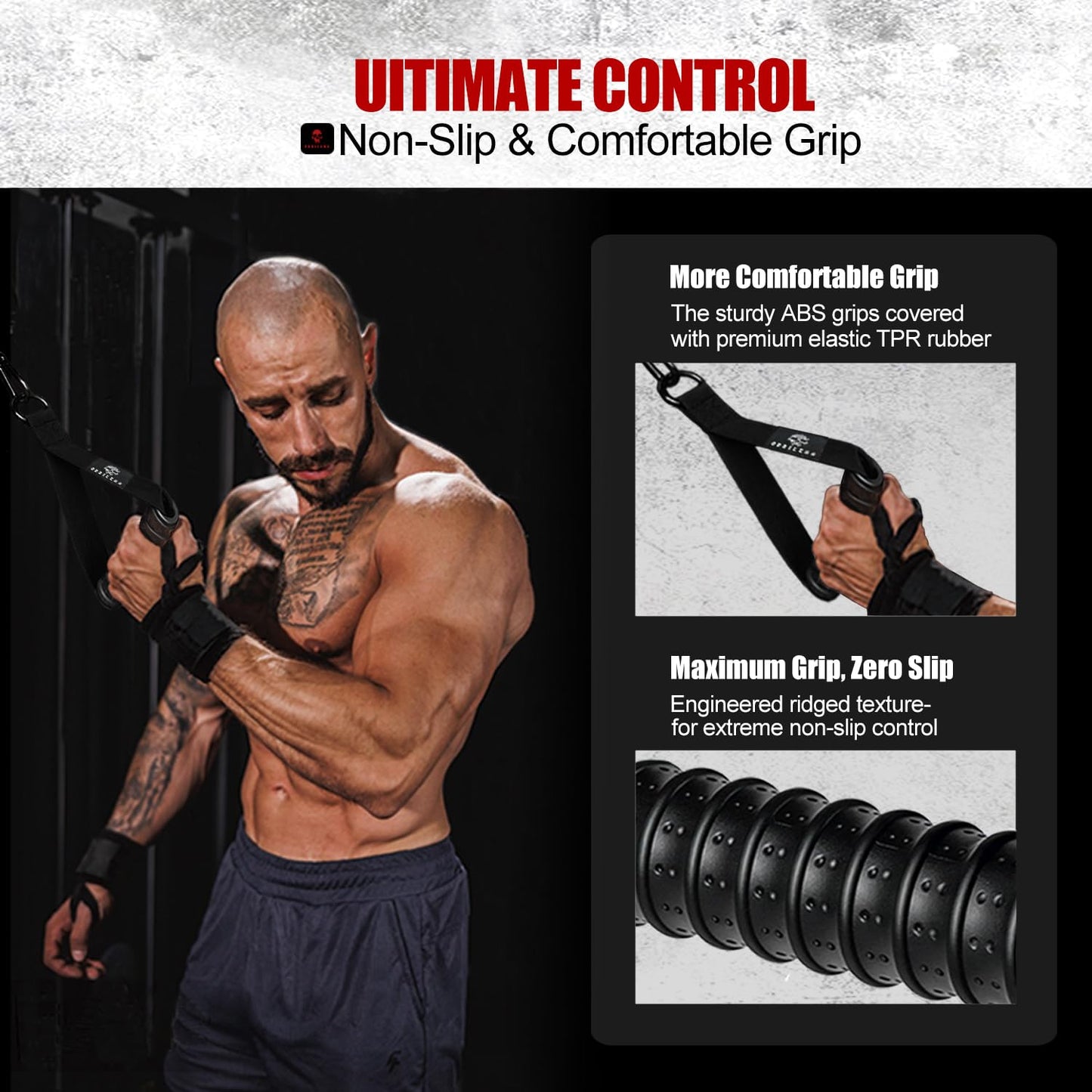 Obbilenc Heavy Duty Gym Workout Handles - Strong, Non-Slip & Comfortable Rubber Exercise Grip Attachments, Replacement Fitness Equipment Accessorys for Cable Machine, LAT Pulldown and Resistance Band